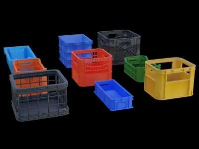 Plastic Crates Pack Low-poly 3D model