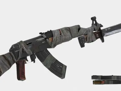 akm riffle Low-poly 3D model