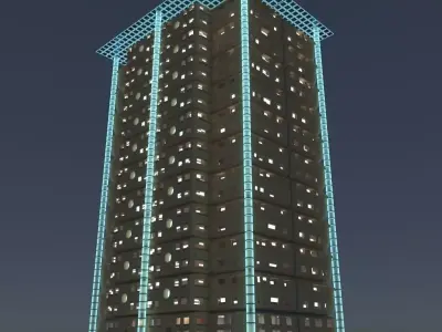 Sci-Fi 1 tall building - tall building 3D model
