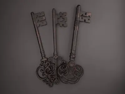 Skeleton keys 3pcs Low-poly 3D model
