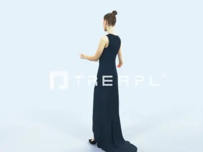 Beauty 08J pointing Couple Pointing Event Elegant Woman Low-poly 3D model
