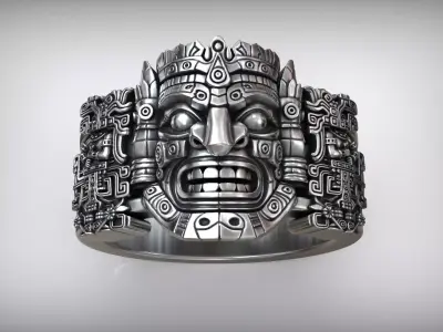 Aztec Warrior Ornamental Mask Pattern Band 3D print model purchase