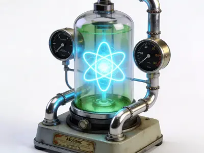 Industrial Atompunk Fusion Core Generator 3D Model Low-poly 3D model