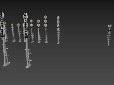 SKC-HSS Train Signals Low-poly 3D model