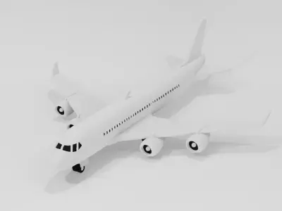Commercial Airplane 3D Model  Low Poly Aircraft Free low-poly 3D model