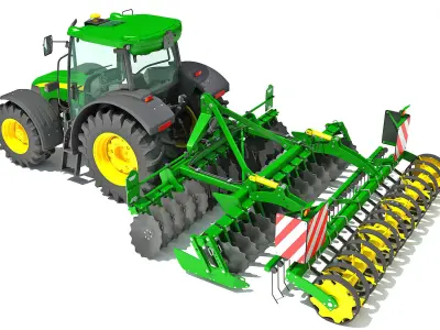 Tractor with Seed Drill 3D model