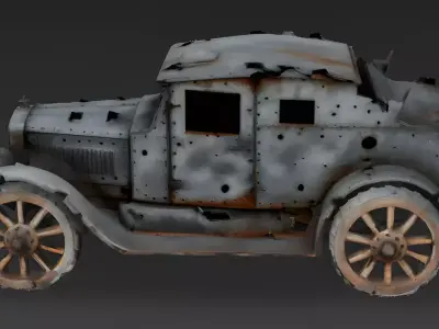 WWI Armored Car Scrap 3D Model 3D Model Low-poly 3D model