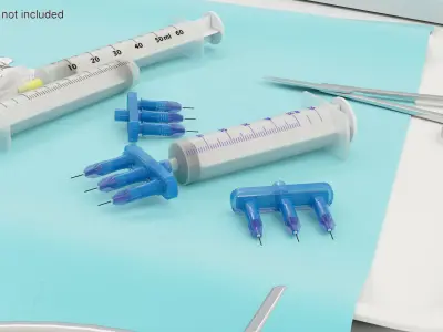 Multi Injector 3 Needles Straight Blue 3D model