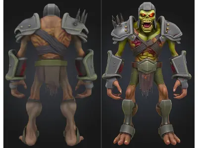Stylized Undead Warrior Character Low-poly 3D model