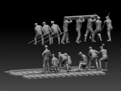 workers  railway 3D print model