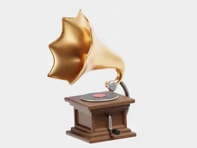 Gramophone 3d model Low-poly 3D model