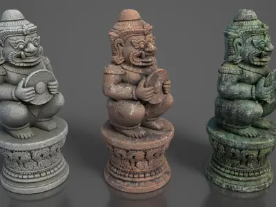 Ancient Khmer Statue14-250523 Low-poly 3D model