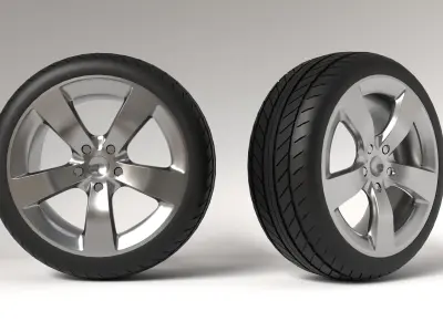car wheel set Low-poly 3D model