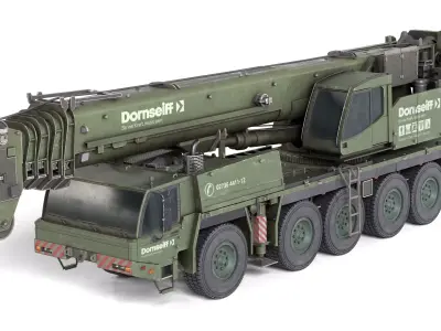Tadano Faun ATF 100-5 Military Crane Low-poly 3D model