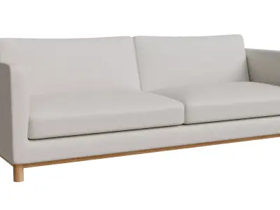 Simple White Fabric Wood Leg Sofa Low-poly 3D model