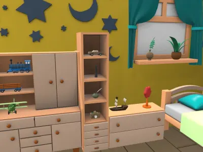 Isometric cartoon children room 09 3D model