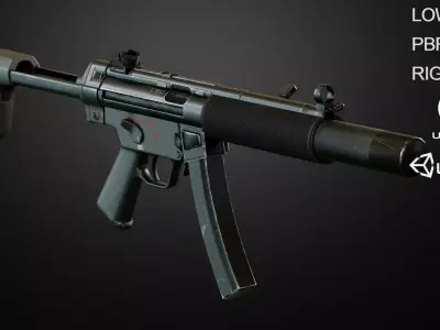 MP5 SMG Low-poly 3D model buy