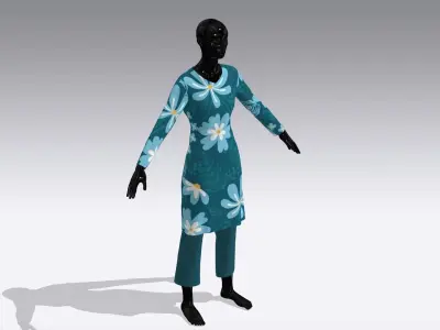 Female Cloth Dress Low-poly 3D model