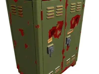 Distressed Industrial Metal Locker Low-poly 3D model