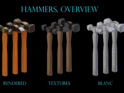 Anvil and forging hammers collection 3D Model Pack