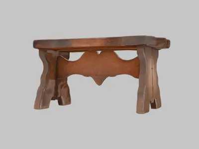 Vintage Wooden Stool 3D Model Low-poly 3D model