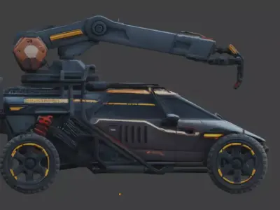 Cyberpunk Industrial Utility Vehicle 3D Model Low-poly 3D model buy