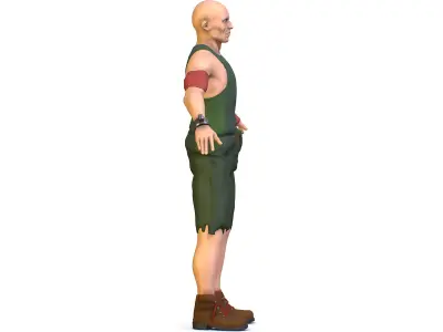 High Poly Man Slave Low-poly 3D model