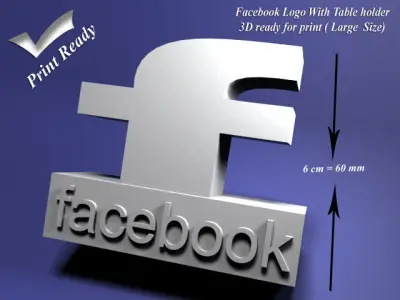 Facebook with holder - 3D print ready - Large size 3D print model