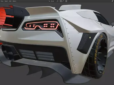 Sports car  Low-poly 3D model