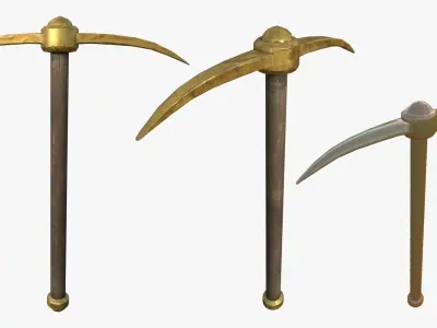 Golden Pickaxe Low-poly 3D model
