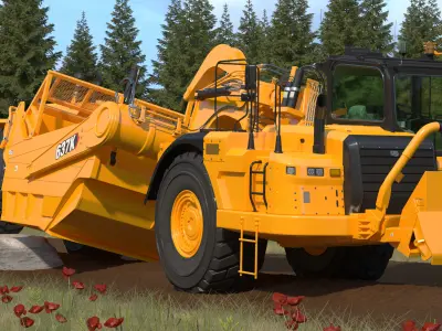 Cat 637k Scraper Rigged 3D model