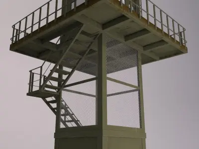 The armored observation tower Low-poly 3D model