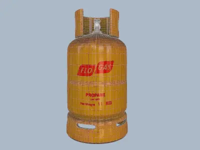 Gas Cylinder Yellow Low-poly 3D model