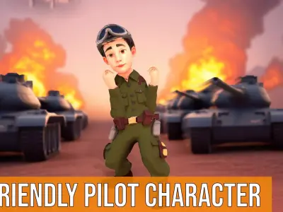Friendly Pilot Character model pack Low-poly 3D model