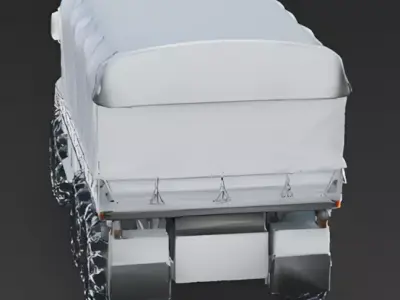 Arctic Military Transport Truck with Snowplow 3D Model Low-poly 3D model