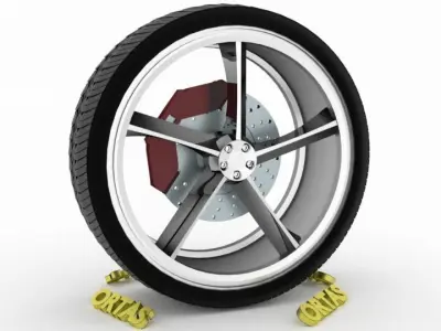 ORTAS CAR WHEEL RIM 127 GAME READY WHEEL RIM TIRE 3D model