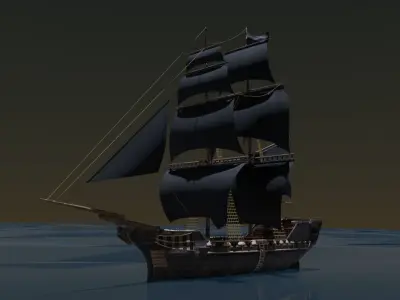 Pirate Ship PBR game ready 3D model