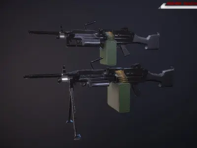 M249 machine gun Lowpoly Free low-poly 3D model