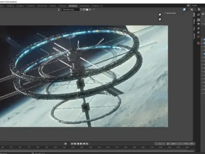 Sci Fi Space Station PBR Futuristic Ship City 3D model purchase