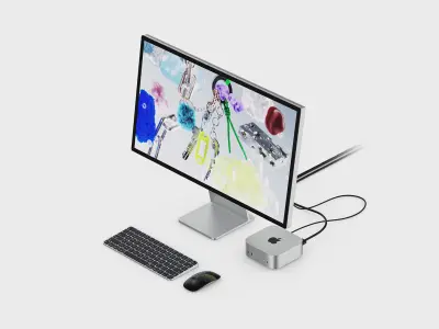 Mac mini 2024 Complete Set with Display Mouse and Keyboard 3D model