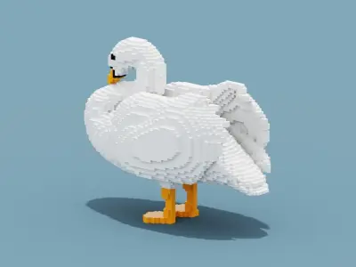 Voxel Swan Low-poly 3D model