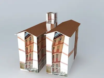 House building with two windows and roof Free 3D model