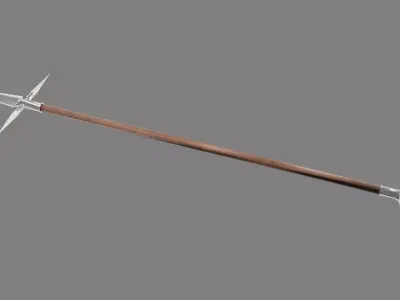 Stylized Triple Tip Spear Fantasy Low-poly 3D model
