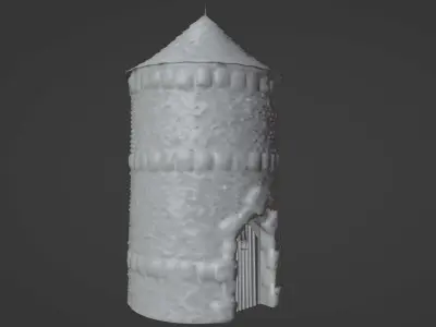 Castle Tower - Medieval Stone Turret Low-Poly Game Asset Low-poly 3D model
