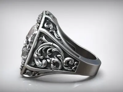 Royal Vintage Skull Rococo Pattern Signet 3D print model