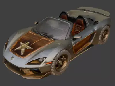 Desert Outlaw Pursuit Supercar Low-poly 3D model