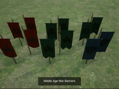 Medieval War Banner Collection 3D Model Pack