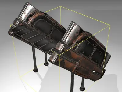 Futuristic Stairs - 24 - Rusty Textures Low-poly 3D model