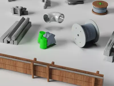 Construction Industrial Modular Assets Mega Pack Low-poly 3D model