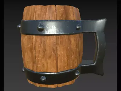 Medieval  Wooden Mug Cartoon 3D model